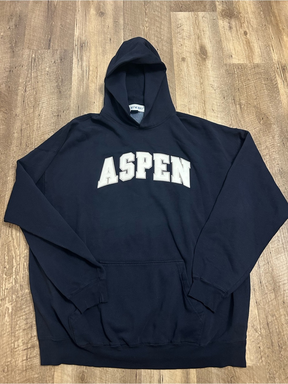 Aspen Navy Hooded Sweatshirt with White Chest Logo
